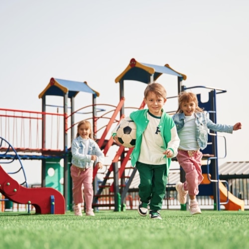 Children's playground with slides